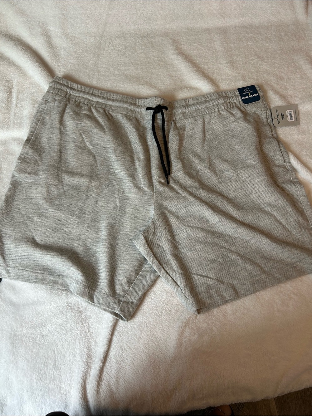 George Men's Light Gray Athletic Knit Shorts with Black Drawstring
